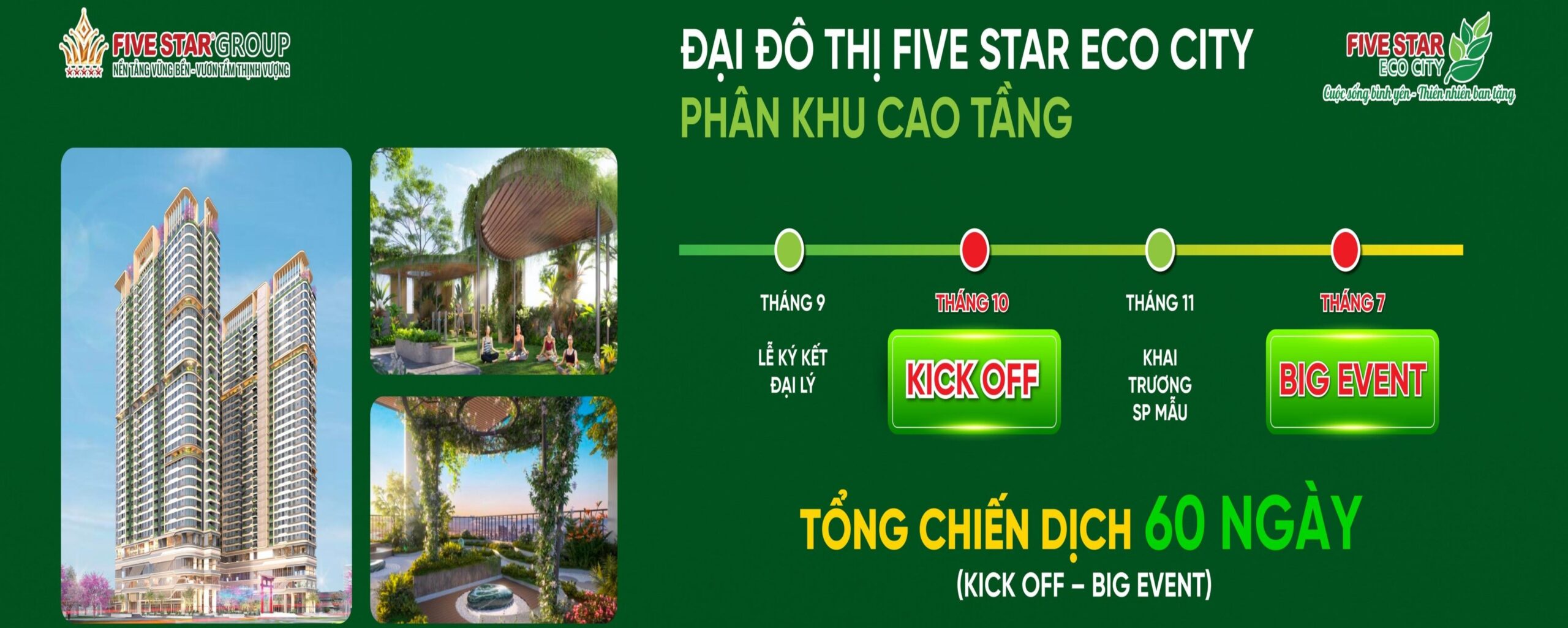 Phối cảnh thiết kế khu căn hộ cao tầng sinh thái đẳng cấp tại Five Star Eco City
