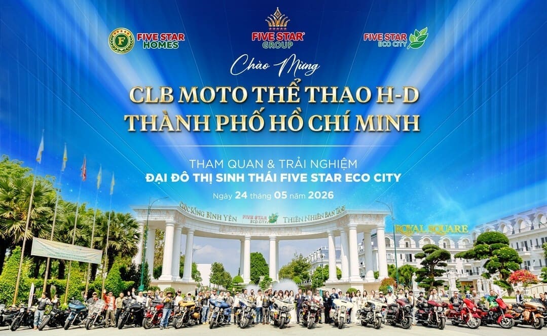 Dàn xe Harley-Davidson của CLB Moto Thể thao TP.HCM check-in bùng nổ tại Five Star Eco City