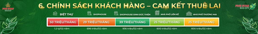 Chính sách cam kết thuê lại dự án Five Star Eco City