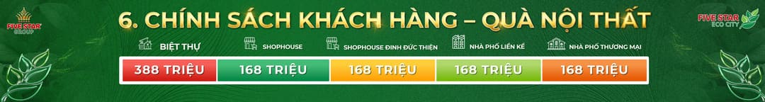 Quà tặng nội thất đặc quyền khi Booking Five Star Eco City