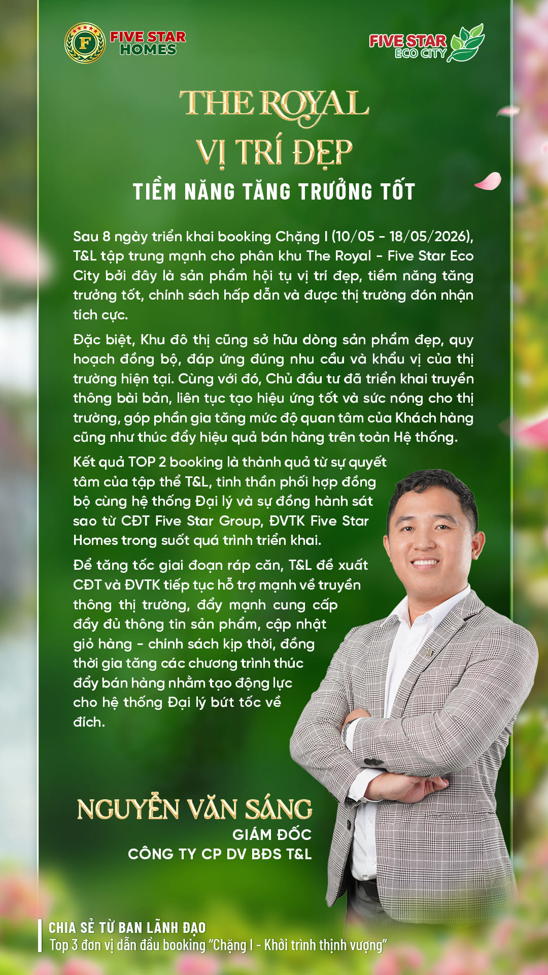 Ông Nguyễn Văn Sáng đánh giá cao sức hút phân khu The Royal