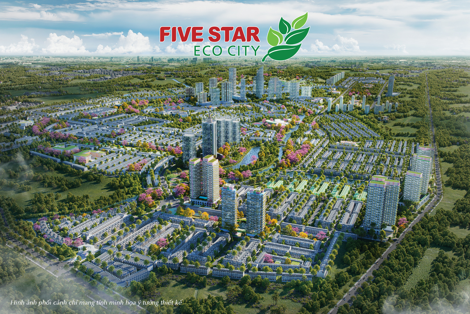 Phối cảnh tổng thể ban ngày dự án đại đô thị Five Star Eco City