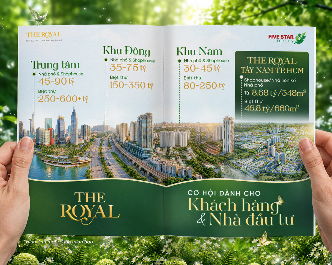 Phối cảnh biệt thự nhà phố phân khu The Royal thuộc đại đô thị Five Star Eco City