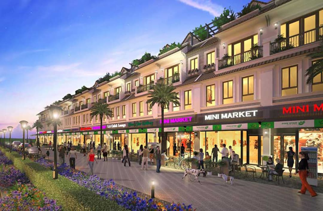 Tuyến phố đi bộ sầm uất đan xen các không gian cafe sân vườn ngoài trời thoáng mát tại Five Star Eco City