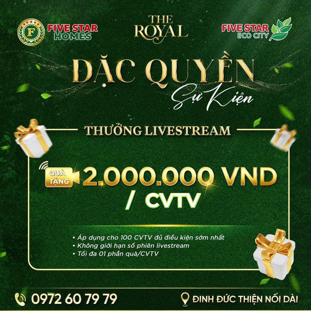 Chương trình thưởng livestream lan tỏa không gian sống xanh Five Star Eco City