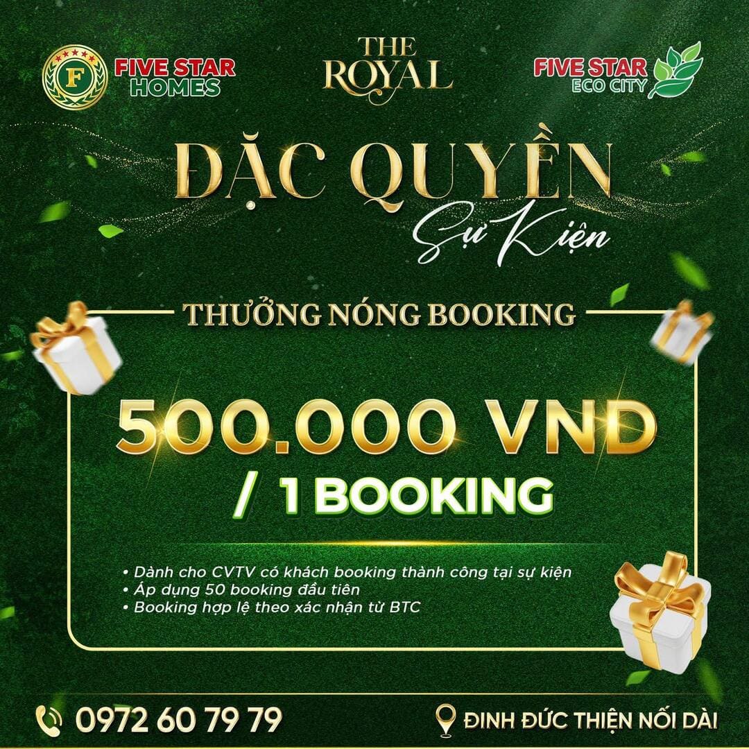 Chính sách thưởng nóng booking cho chuyên viên tư vấn tại Five Star Eco City