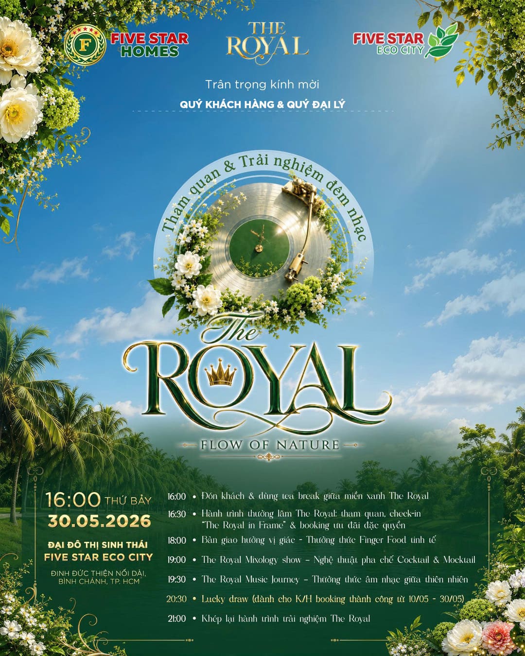 Thư mời tham dự sự kiện The Royal Flow Of Nature tại Five Star Eco City