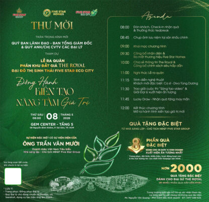 Thư mời sự kiện Đồng hành kiến tạo - Nâng tầm giá trị Five Star Eco City