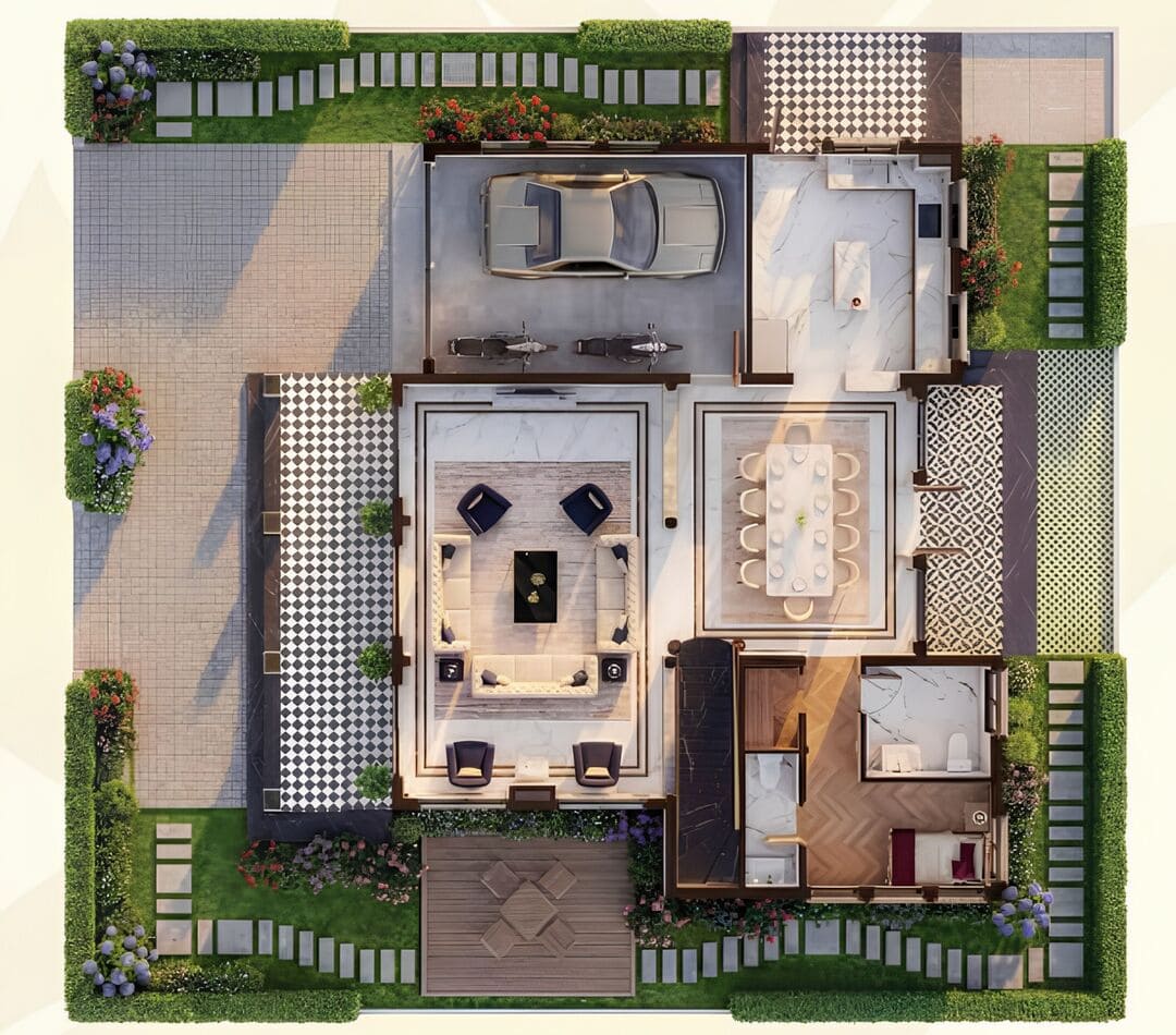 Mặt bằng tầng trệt biệt thự đơn lập The Royal