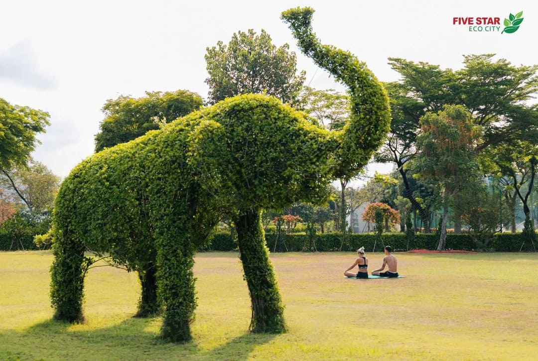 Không gian mảng xanh sinh thái ngút ngàn chan hòa cùng mặt nước tại khu đô thị Five Star Eco City