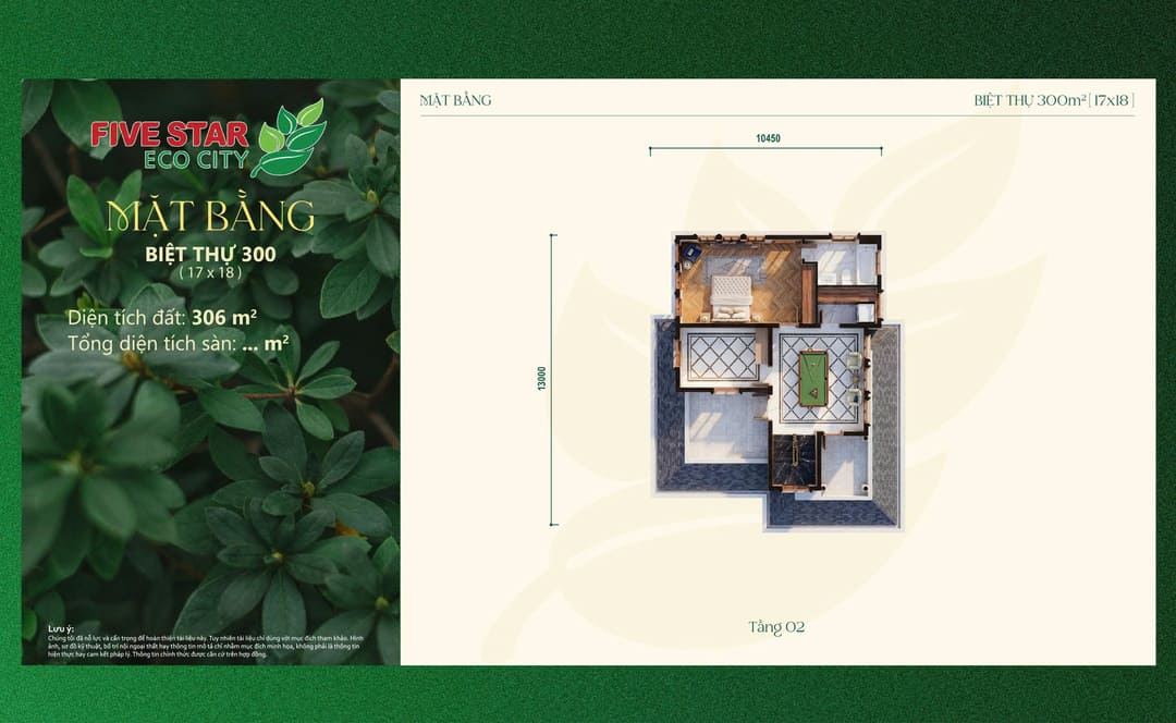 Mặt bằng biệt thự đơn lập 300m2 tầng 2 tại The Royal Five Star Ecocity