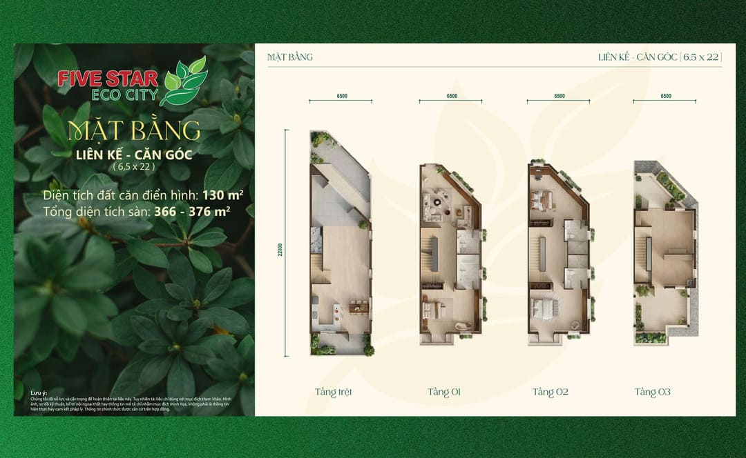 Mặt bằng nhà phố liền kề căn góc 130m2 tại The Royal