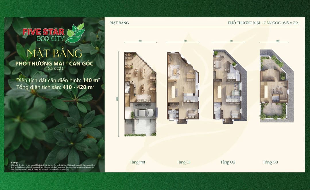 Mặt bằng shophouse căn góc 140m2 đường nội khu tại The Royal