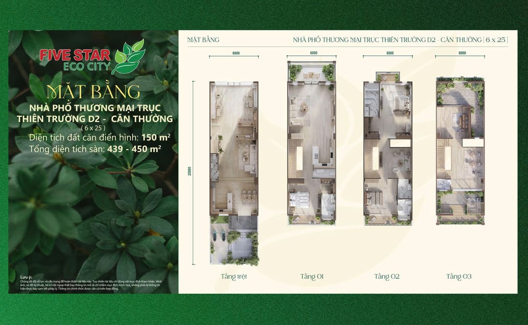 Mặt bằng shophouse căn thường 150m2 trục đại lộ Thiên Trường D2 tại The Royal