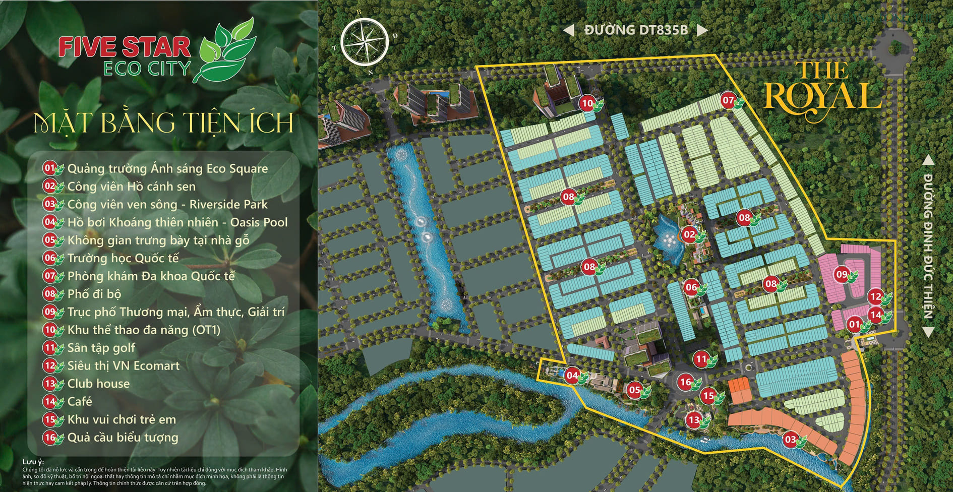 Mặt bằng tiện ích phân khu The Royal Five Star Eco City