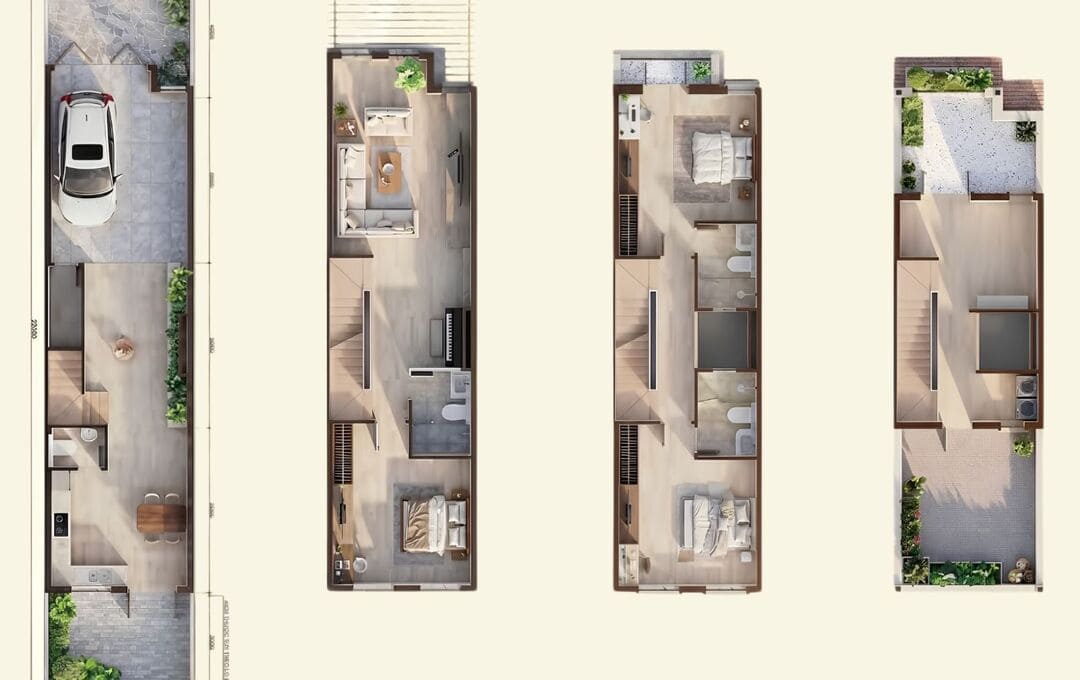 Mặt bằng thiết kế nhà phố liên kế 110m2 tại phân khu The Royal