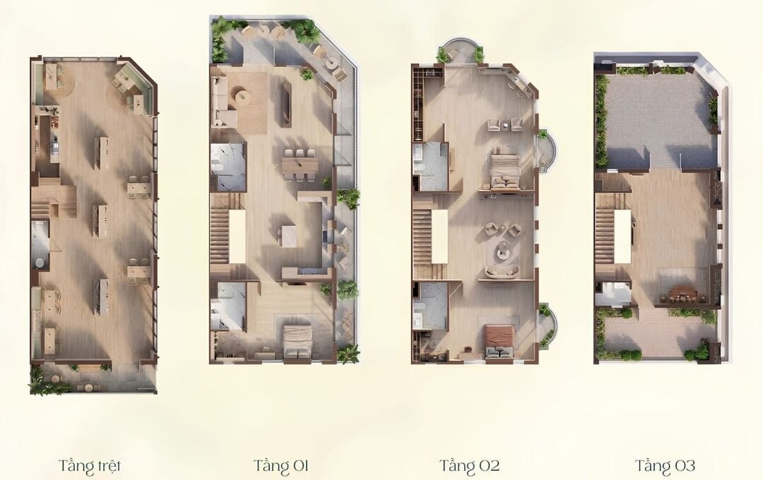 Mặt bằng Shophouse căn góc 2 mặt tiền đắc địa The Royal