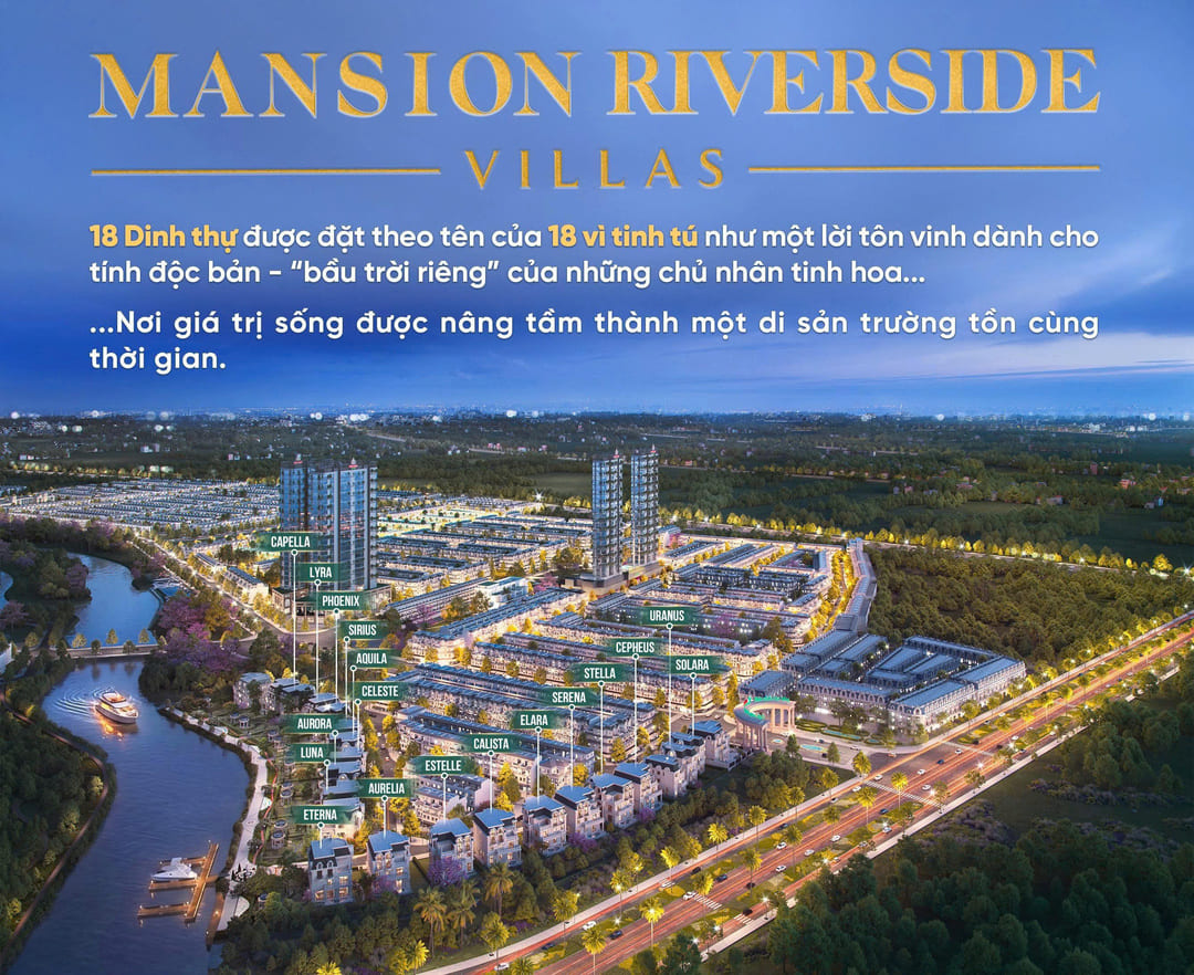 Phối cảnh layout 18 căn dinh thự Riverside Mansion Phân khu The Royal