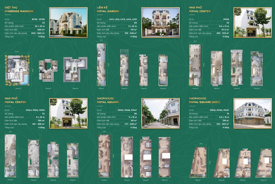 Chi tiết kích thước diện tích sàn rổ hàng tháng 6 năm 2026 phân khu The Royal Five Star Eco City