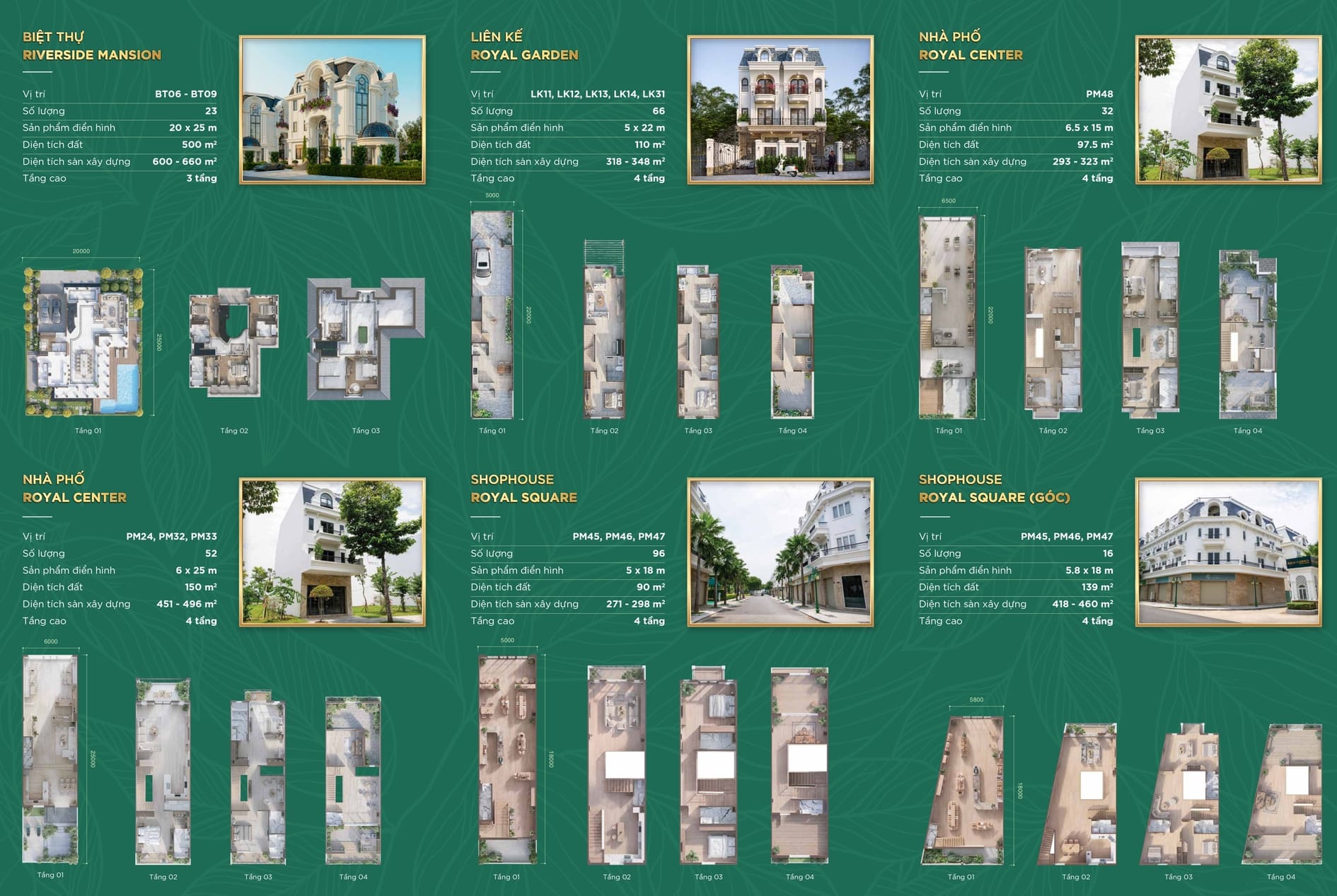 Chi tiết rổ hàng phân khu The Royal Five Star Eco City