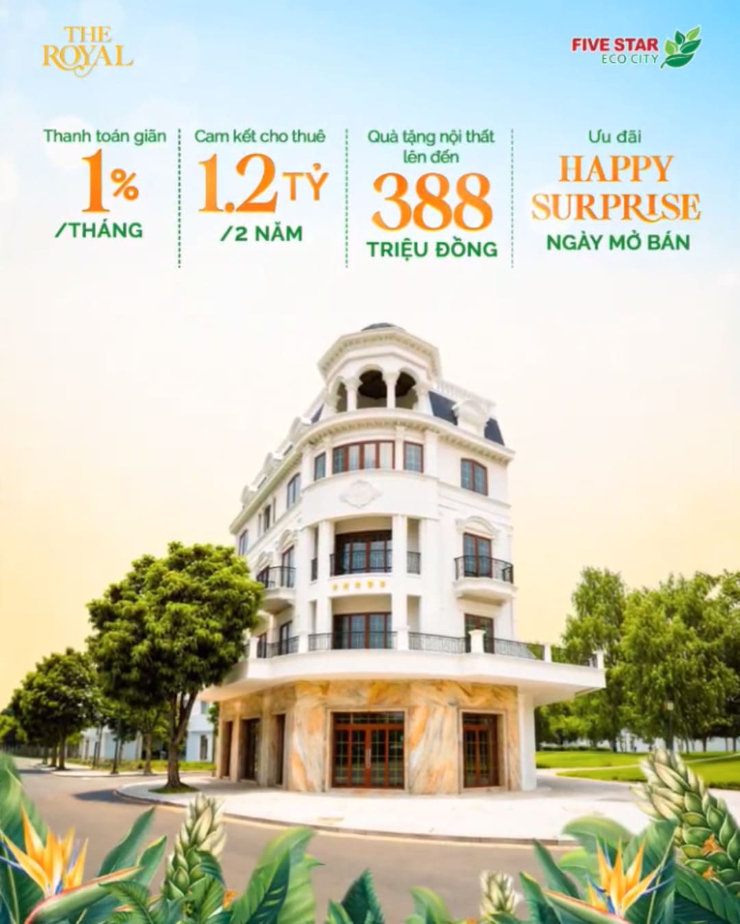 Chính sách giãn xây đặc quyền phân khu The Royal Five Star Eco City