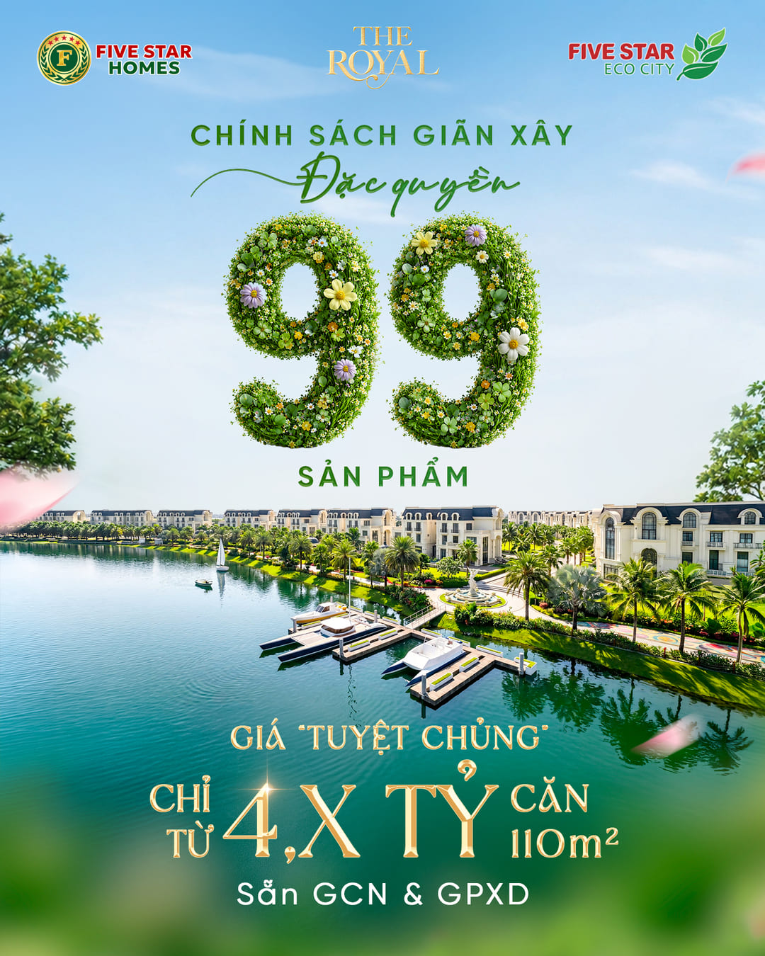 Đặc quyền chính sách giãn xây 99 sản phẩm đất nền The Royal