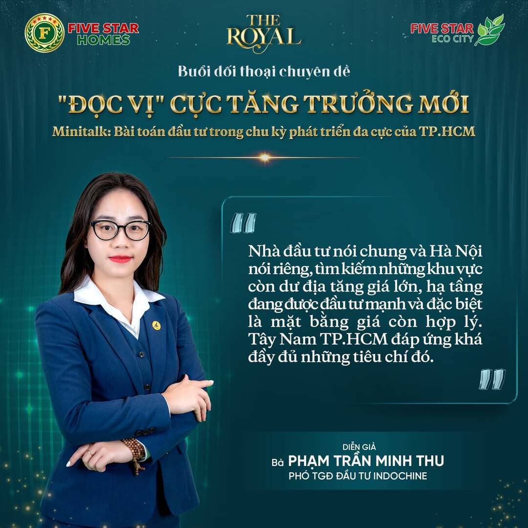 Bà Phạm Trần Minh Thu chia sẻ về dư địa tăng giá và tiềm năng bất động sản Tây Nam TP.HCM