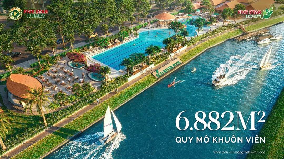 Phối cảnh tổng thể hồ bơi khoáng thiên nhiên Eco River Pool