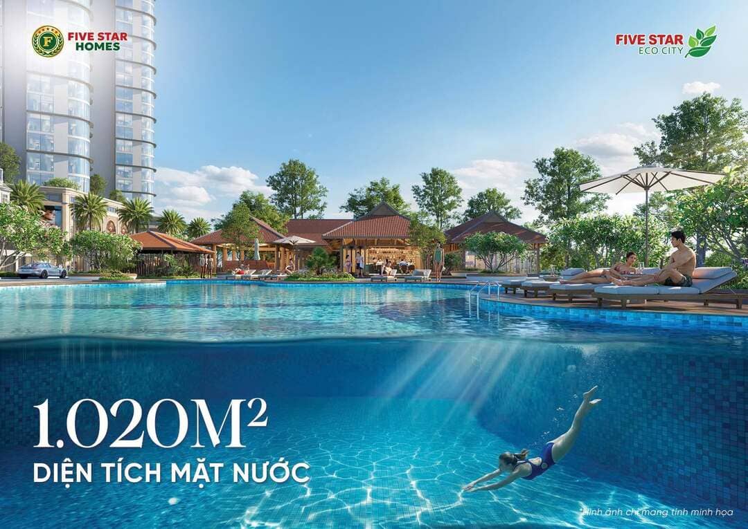 Hồ bơi khoáng thiên nhiên Eco River Pool tại Five Star Eco City