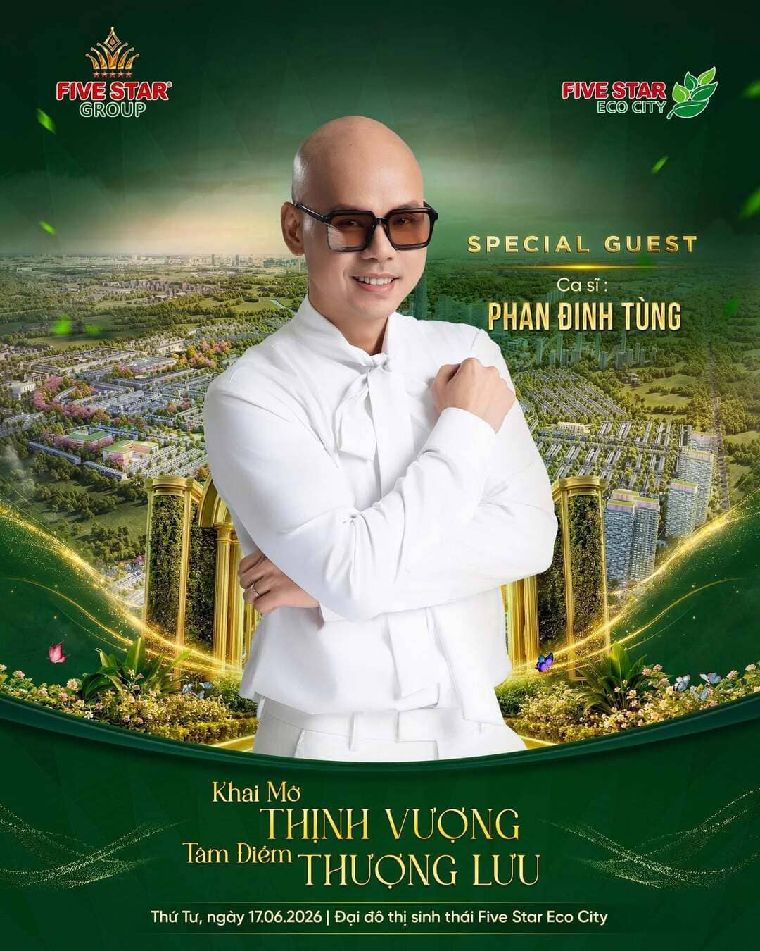 Ca sĩ Phan Đinh Tùng biểu diễn tại lễ ký kết Five Star Eco City