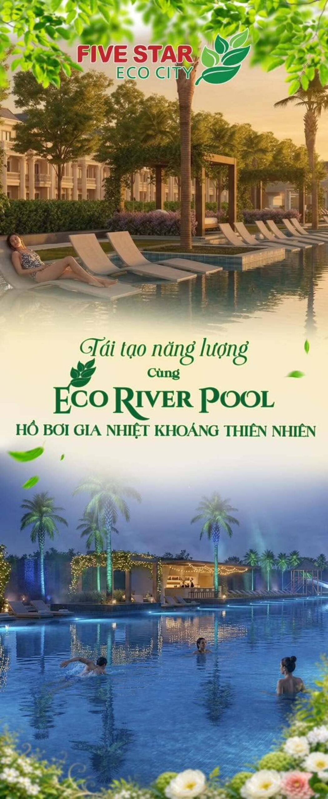 Thiết kế đẳng cấp của hồ bơi gia nhiệt khoáng thiên nhiên Eco River Pool