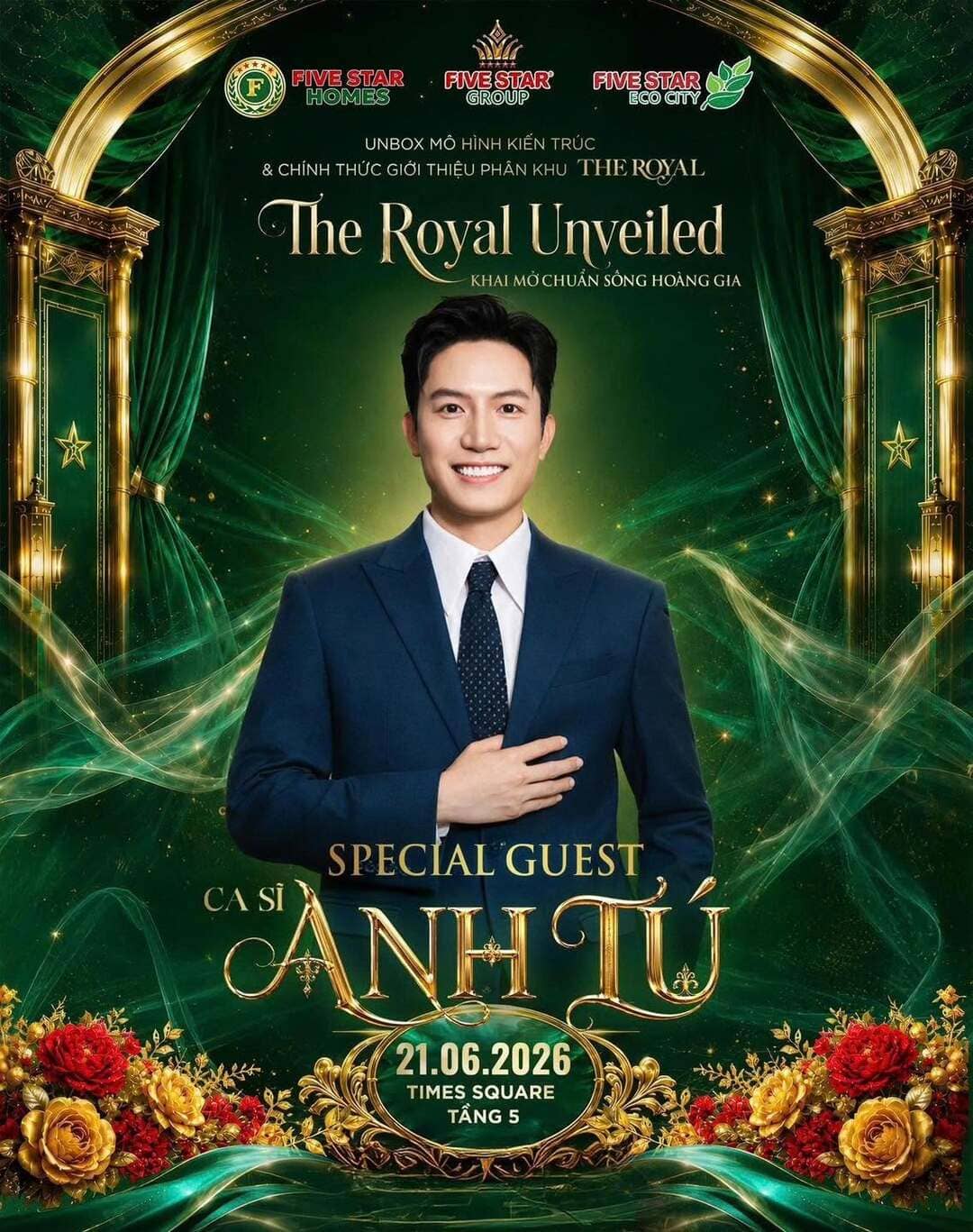 Ca sĩ Anh Tú là khách mời đặc biệt tại sự kiện ra mắt phân khu The Royal Five Star Eco City