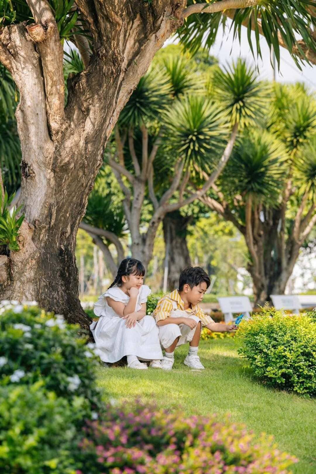 Không gian thảm thực vật và lối tản bộ ngập tràn mảng xanh tại đại đô thị sinh thái